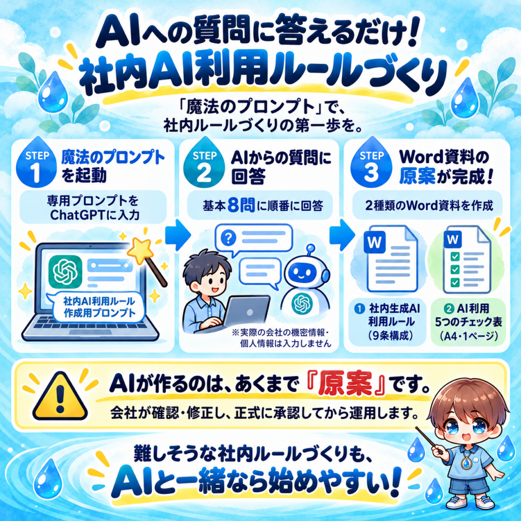 AIへの質問に答えるだけ！

社内AI利用ルール作成