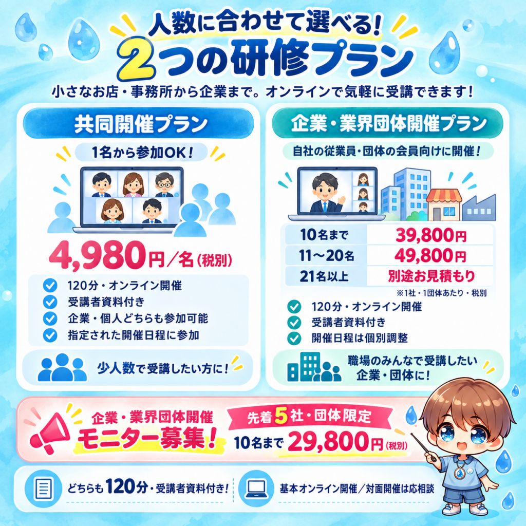 人数に合わせて選べる！
2つの研修プラン