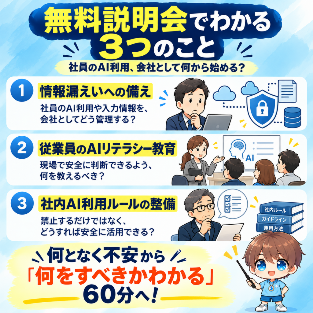 無料説明会でわかる3つのこと