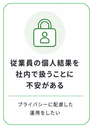従業員の個人結果を社内で扱うことに不安がある